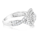 0.95 Carat Diamond Cluster Cushion Ring in 10ct White Gold