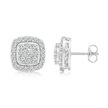 Load image into Gallery viewer, 0.95 Carat Diamond Cushion Cluster Stud Earrings