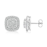0.95 Carat Diamond Cushion Cluster Stud Earrings