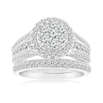 1.30 Carat Diamond Bridal Ring Set in 10ct White Gold