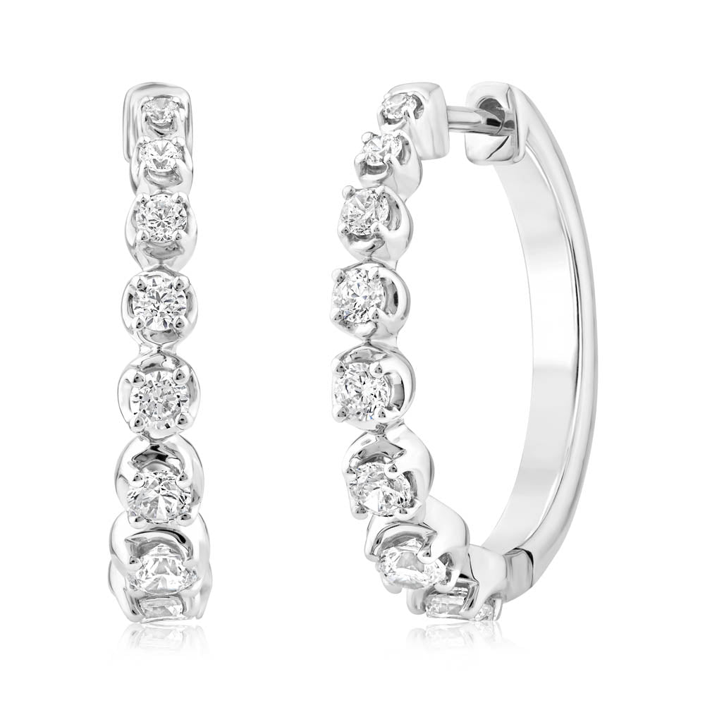 2/3 Carat Diamond Hoop Earrings in 10ct White Gold