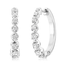 Load image into Gallery viewer, 2/3 Carat Diamond Hoop Earrings in 10ct White Gold