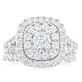 1.90 Carat Diamond Cushion Shape Bridal Set in 10ct White Gold