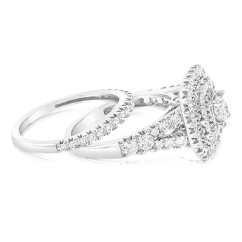 1.90 Carat Diamond Cushion Shape Bridal Set in 10ct White Gold