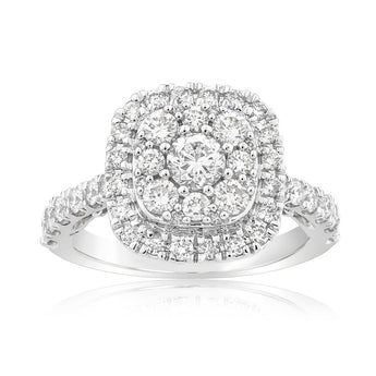 1.40 Carat Diamond Cushion Shape Ring in 10ct White Gold