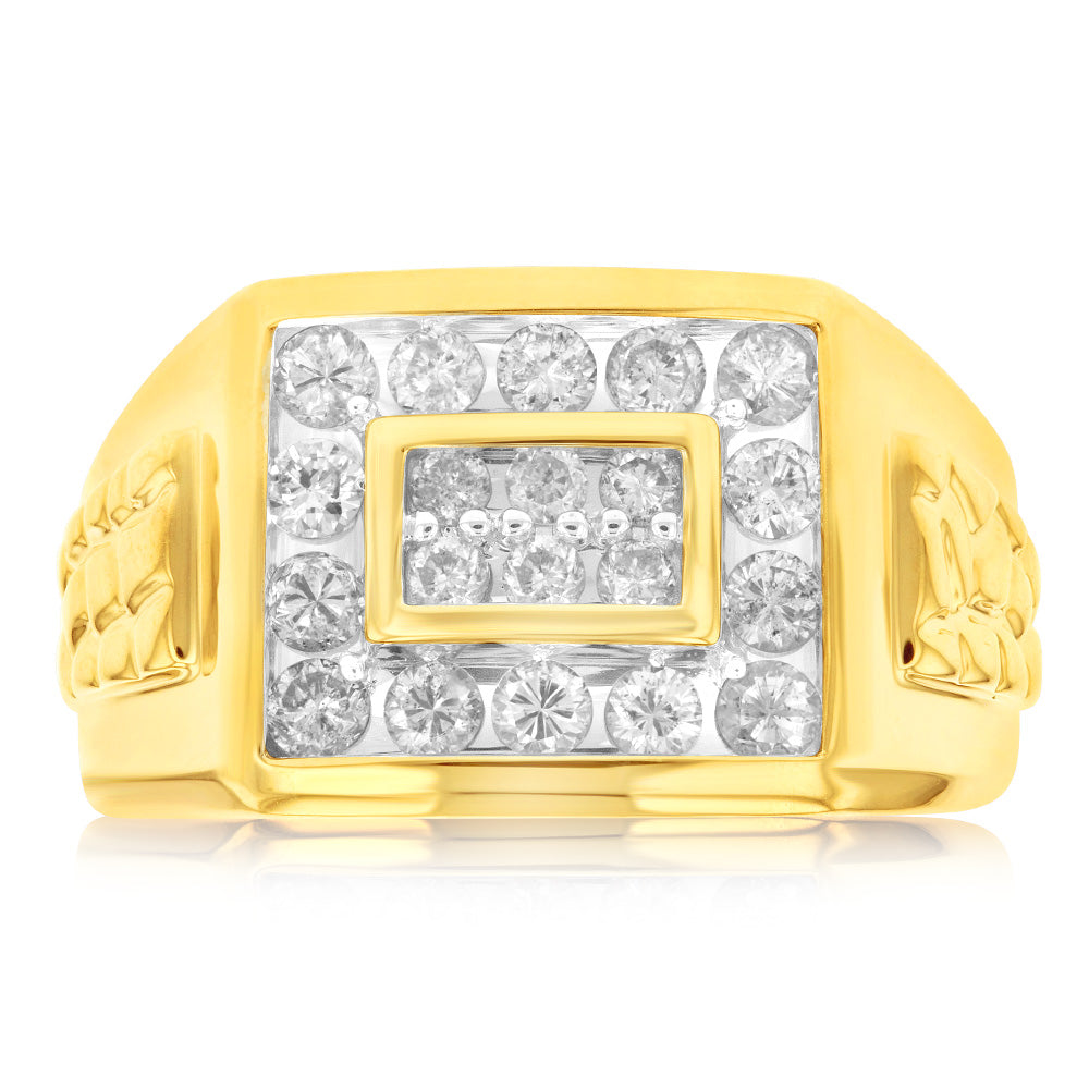 1 Carat Diamond Gents Ring in 10ct Yellow Gold