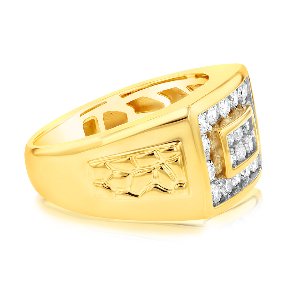 1 Carat Diamond Gents Ring in 10ct Yellow Gold