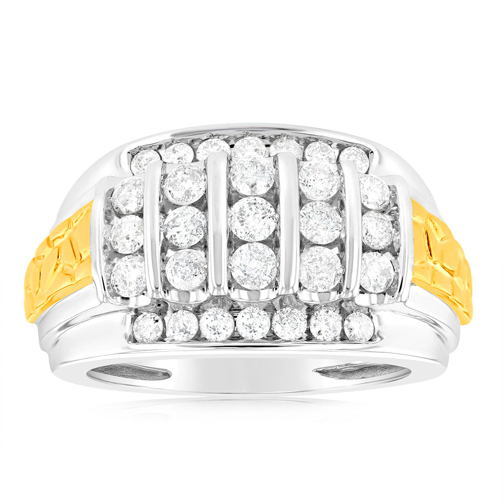 1.5 Carat Diamond Gents Ring in 10ct Yellow & White Gold