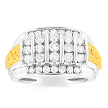 Load image into Gallery viewer, 1.5 Carat Diamond Gents Ring in 10ct Yellow &amp; White Gold