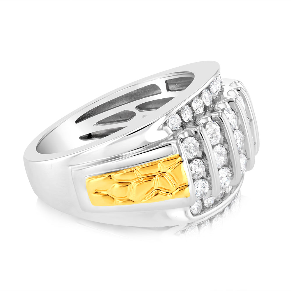 1.5 Carat Diamond Gents Ring in 10ct Yellow & White Gold