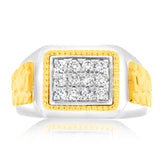 1/2 Carat Diamond Gents Ring in 10ct Yellow & White Gold