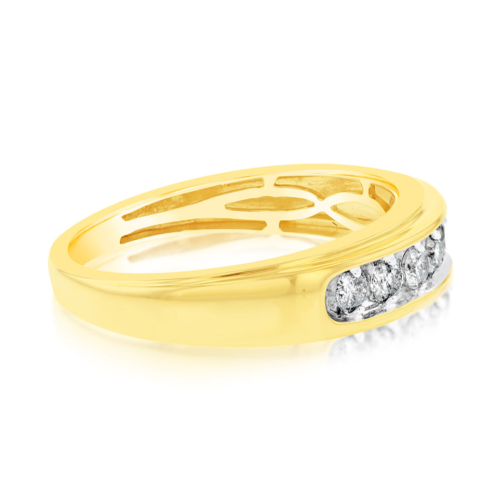 NO RESIZE 1/2 Carat Diamond Gents Ring in 10ct Yellow Gold