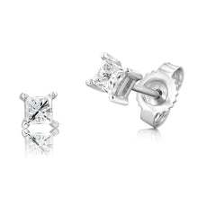 Load image into Gallery viewer, 1/4 Carat Diamond Solitaire Earrings in Sterling Silver