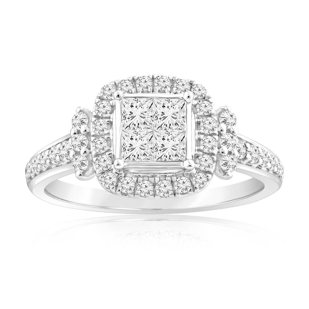 4/5 Carat Diamond Cushion Shape Engagement Ring in 14ct White Gold