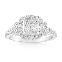 Load image into Gallery viewer, 4/5 Carat Diamond Cushion Shape Engagement Ring in 14ct White Gold