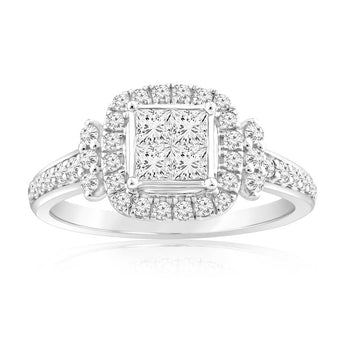 4/5 Carat Diamond Cushion Shape Ring in 14ct White Gold