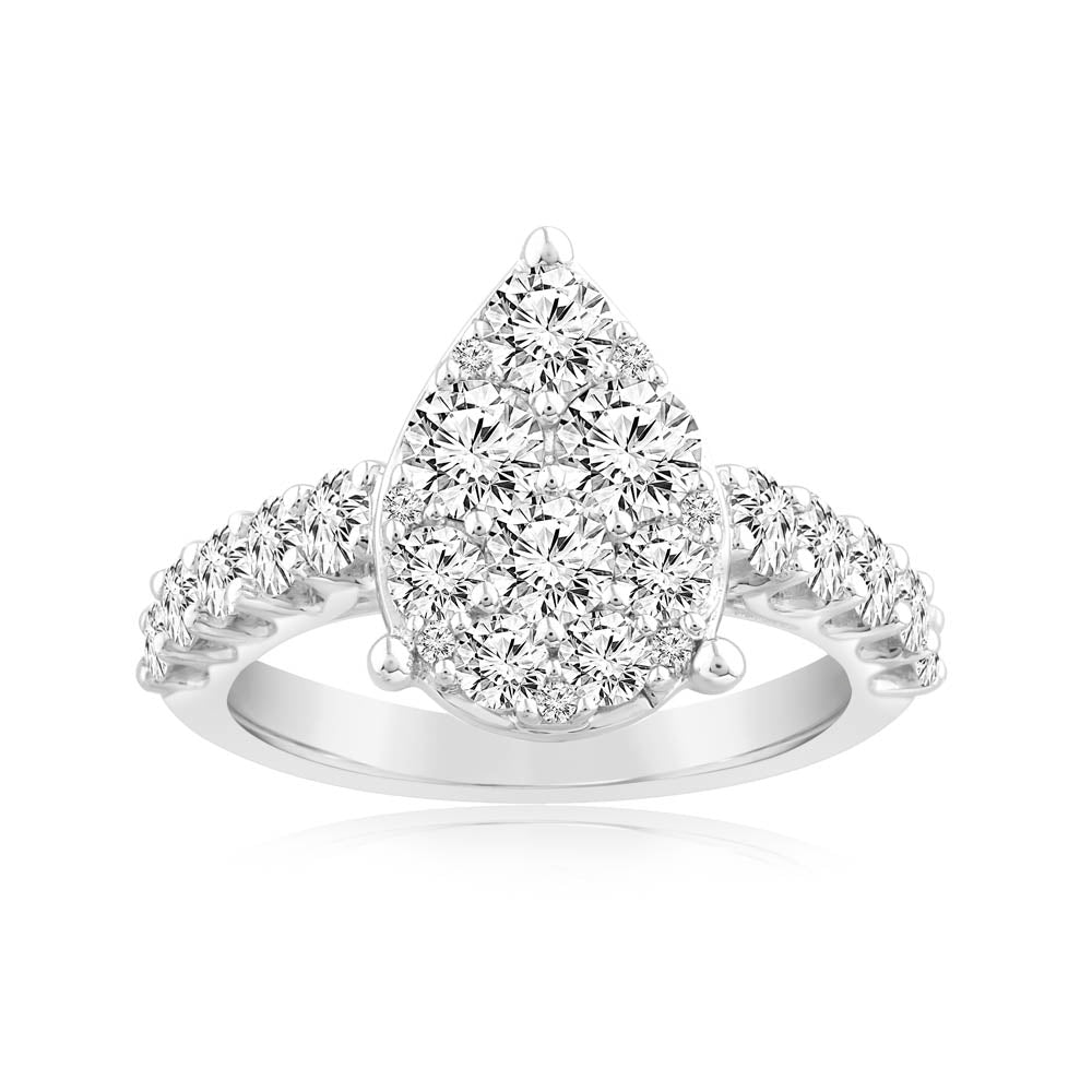 2 Carat Diamond Pear Shaped Engagement Ring in 14ct White Gold
