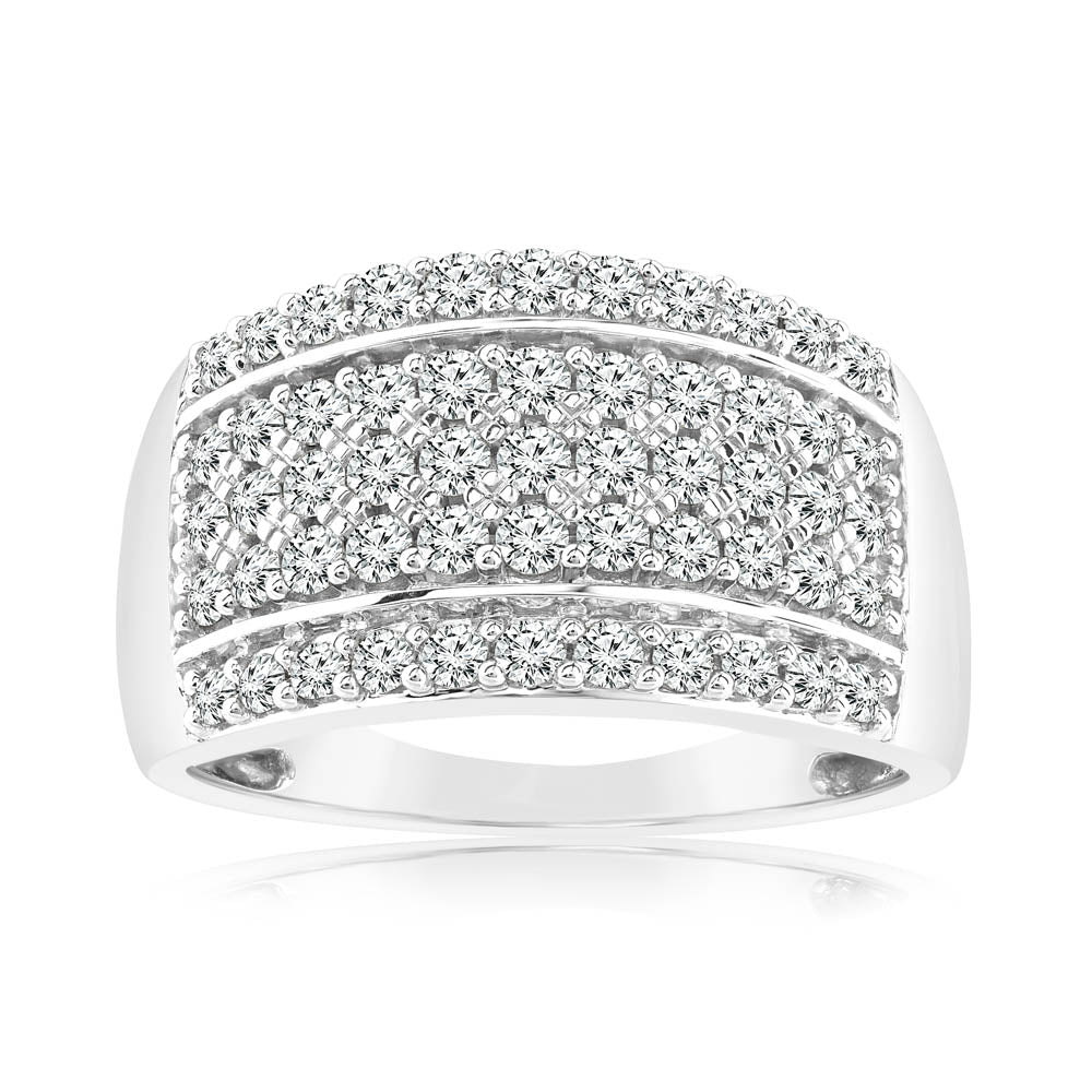 0.95 Carat Cluster Diamond Dress Ring in 14ct White Gold