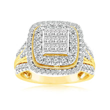 Load image into Gallery viewer, 1.40 Carat Diamond Cushion Cluster Ring in 14ct Yellow Gold