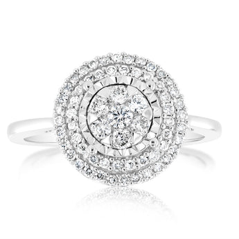 9ct White Gold 0.40 Carat Diamond Halo Ring