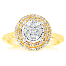 Load image into Gallery viewer, 9ct Yellow &amp; White Gold 0.40 Carat Diamond Dress Ring
