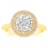 9ct Yellow & White Gold 0.40 Carat Diamond Dress Ring