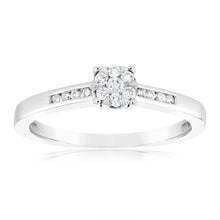 Load image into Gallery viewer, 9ct White Gold 1/5 Carat Diamond Dress Ring
