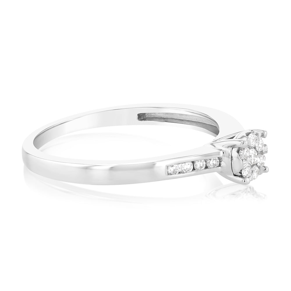 9ct White Gold 1/5 Carat Diamond Dress Ring