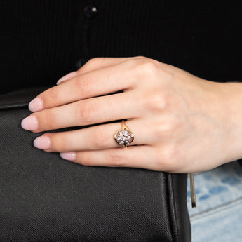 Diamond Flower Ring in 9ct Yellow & White Gold