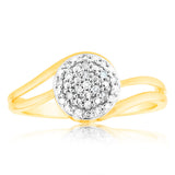 9ct Yellow Gold Diamond Ring with 19 Brilliant Cut Diamonds
