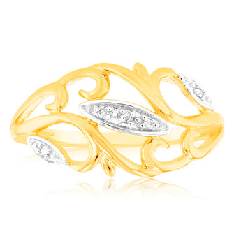 9ct Yellow Gold Diamond Ring with 5 Brilliant Cut Diamonds