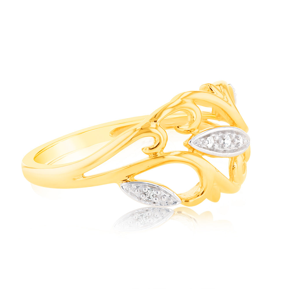 9ct Yellow Gold Diamond Ring with 5 Brilliant Cut Diamonds