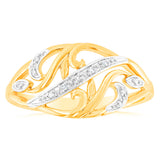 9ct Yellow Gold Diamond Ring with 11 Brilliant Cut Diamonds
