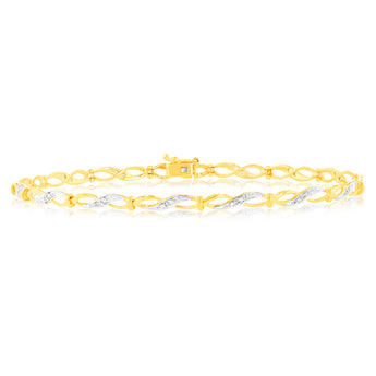 1/6 Carat Diamond Bracelet in 9ct Yellow Gold