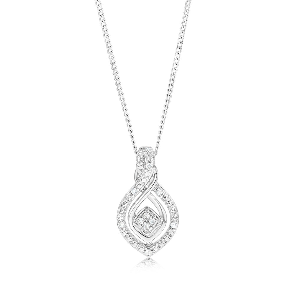 Sterling Silver Diamond Pendant with 10 Brilliant Cut Diamonds