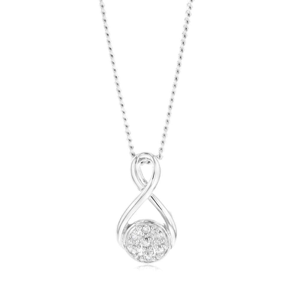 Sterling Silver Diamond Pendant with 7 Brilliant Cut Diamonds