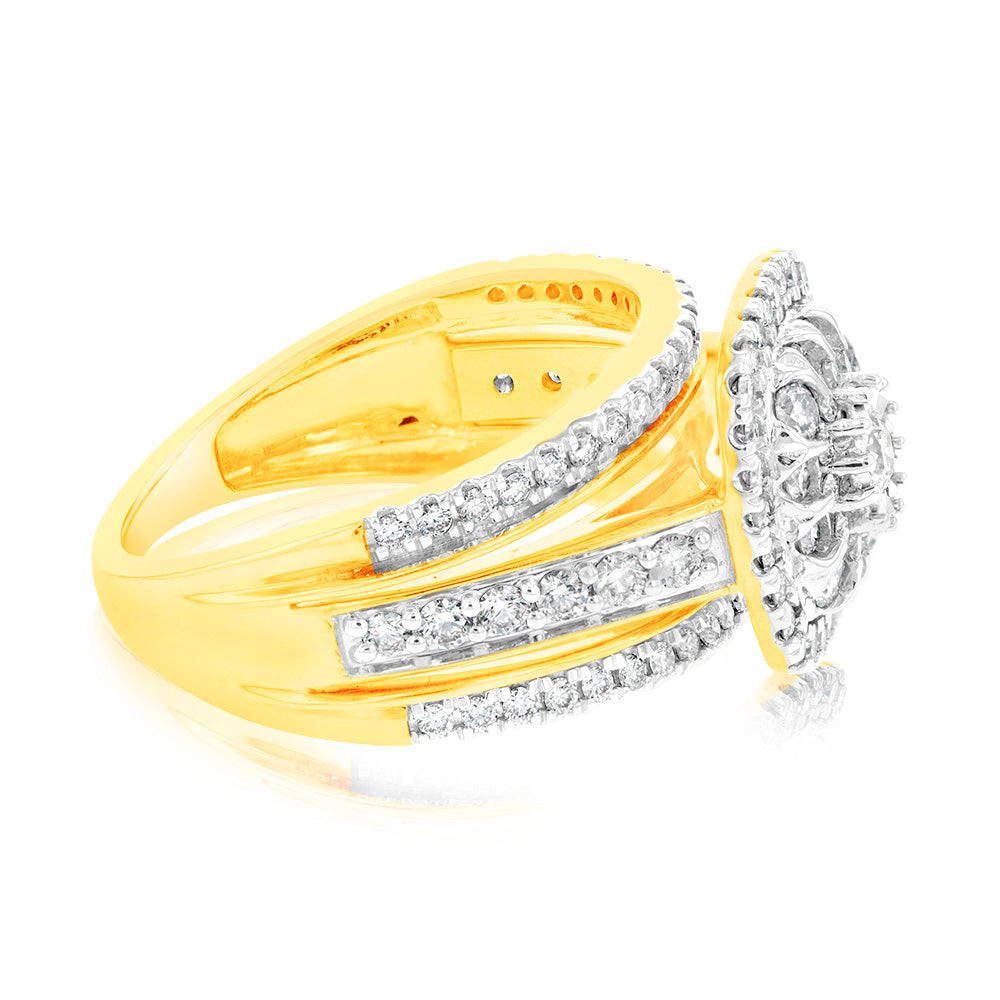 9ct Yellow Gold 1.00ct Diamond Dress Ring