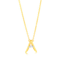 Load image into Gallery viewer, Initial A Diamond Pendant in 9ct Yellow Gold