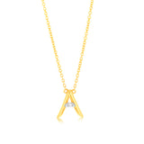 Initial A Diamond Pendant in 9ct Yellow Gold