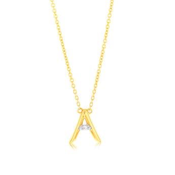 Initial A Diamond Pendant in 9ct Yellow Gold