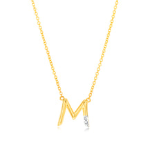Load image into Gallery viewer, Initial M Diamond Pendant in 9ct Yellow Gold