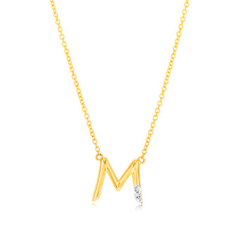 Initial M Diamond Pendant in 9ct Yellow Gold