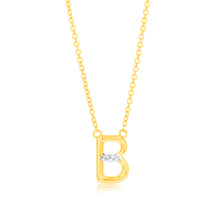 Load image into Gallery viewer, Initial B Diamond Pendant in 9ct Yellow Gold