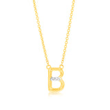 Initial B Diamond Pendant in 9ct Yellow Gold