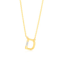 Load image into Gallery viewer, Initial D Diamond Pendant in 9ct Yellow Gold