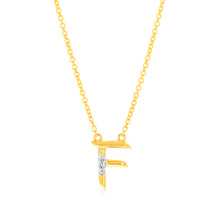 Load image into Gallery viewer, Initial F Diamond Pendant in 9ct Yellow Gold