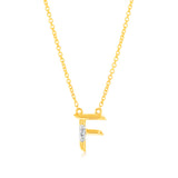 Initial F Diamond Pendant in 9ct Yellow Gold
