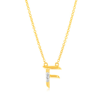 Initial F Diamond Pendant in 9ct Yellow Gold