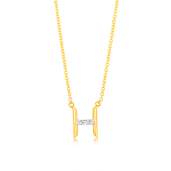 Initial H Diamond Pendant in 9ct Yellow Gold