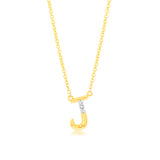 Initial J Diamond Pendant in 9ct Yellow Gold